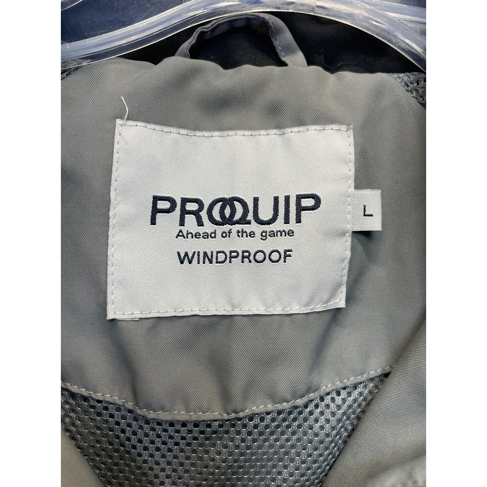 Pro Quip Jacket Windproof Mens Large Grey/Black 1/4 Zip Golf Rain Jacket (C23) - Picture 3 of 5